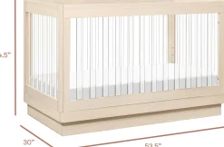 Babyletto Harlow Acrylic 3-in-1 Convertible Crib w/Toddler Bed Conversion Kit - Washed Natural / Acrylic