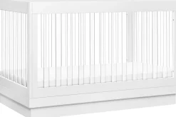 Babyletto Harlow Acrylic 3-in-1 Convertible Crib w/Toddler Bed Conversion Kit - White / Acrylic
