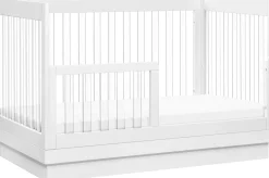 Babyletto Harlow Acrylic 3-in-1 Convertible Crib w/Toddler Bed Conversion Kit - White / Acrylic