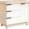 Babyletto Hudson 3-Drawer Changer Dresser, KD w/Removable Changing Tray in Washed Natural/White