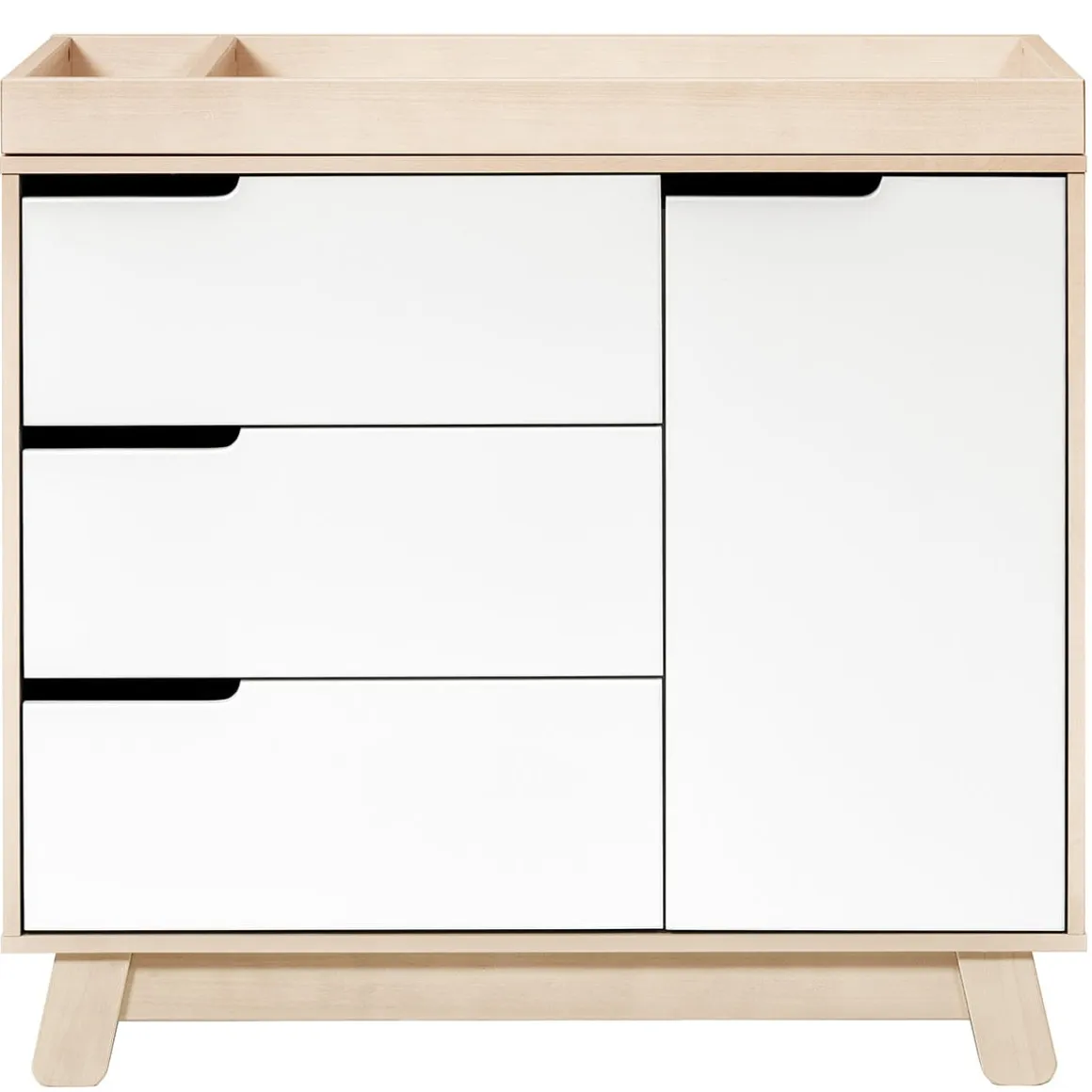 Babyletto Hudson 3-Drawer Changer Dresser, KD w/Removable Changing Tray in Washed Natural/White