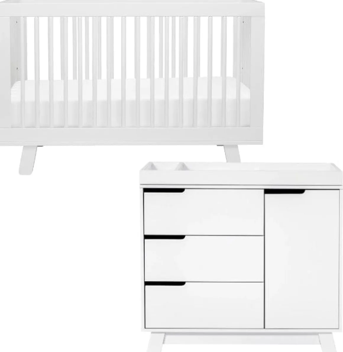 Babyletto Hudson 3-in-1 Convertible Crib + 3-Drawer Changer Dresser Bundle - White