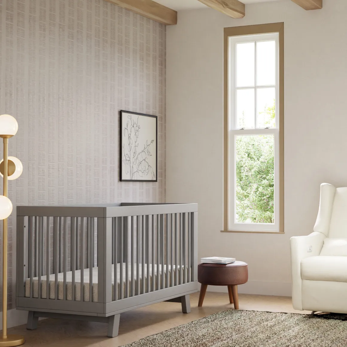 Babyletto Hudson 3-in-1 Convertible Crib with Toddler Bed Conversion Kit - Grey