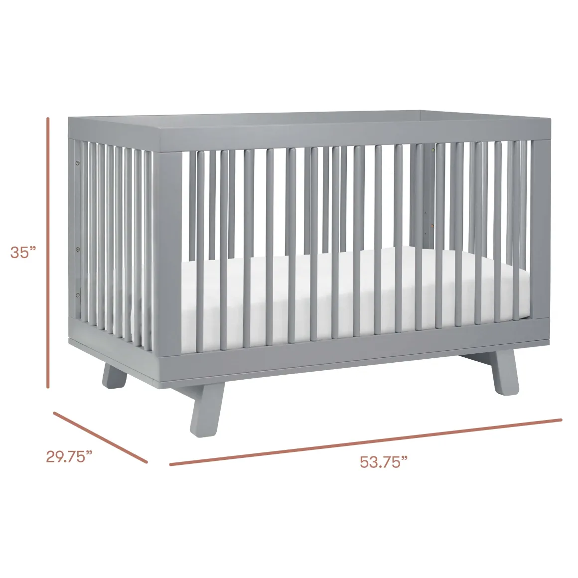 Babyletto Hudson 3-in-1 Convertible Crib with Toddler Bed Conversion Kit - Grey