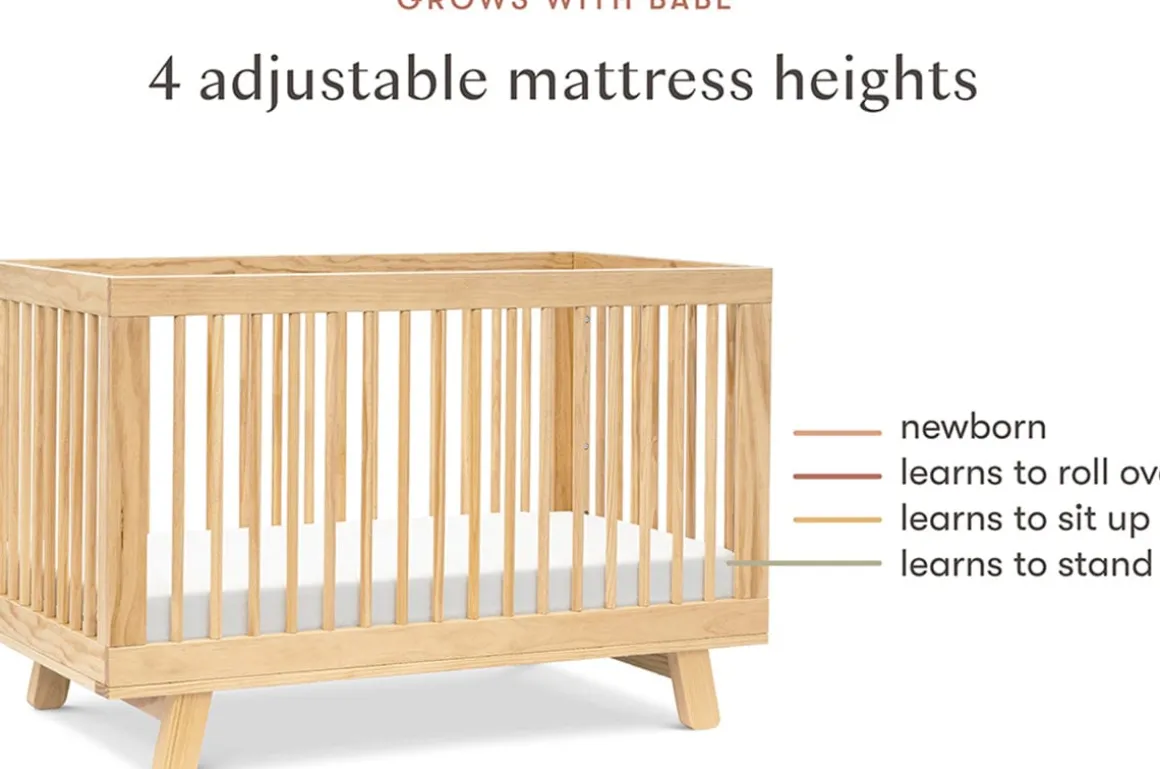 Babyletto Hudson 3-in-1 Convertible Crib with Toddler Bed Conversion Kit - Honey