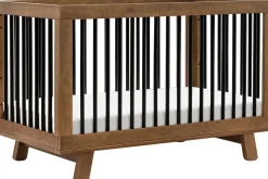 Babyletto Hudson 3-in-1 Convertible Crib with Toddler Bed Conversion Kit - Natural Walnut / Black