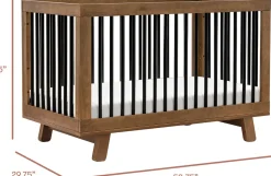 Babyletto Hudson 3-in-1 Convertible Crib with Toddler Bed Conversion Kit - Natural Walnut / Black