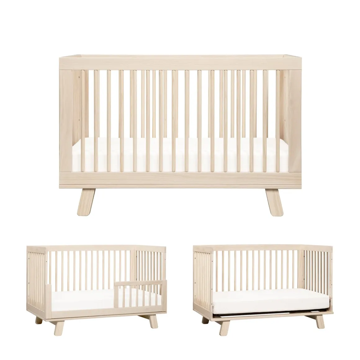 Babyletto Hudson 3-in-1 Convertible Crib with Toddler Bed Conversion Kit - Washed Natural