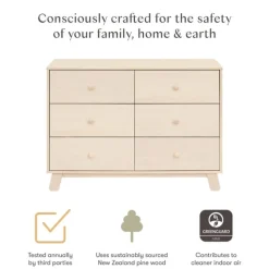 Babyletto Hudson Modern 6-Drawer Assembled Double Dresser - Washed Natural