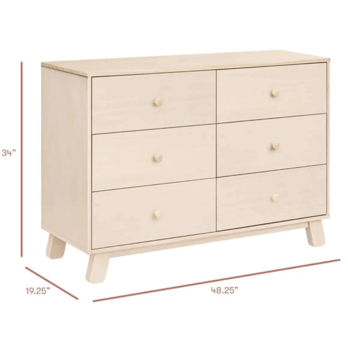 Babyletto Hudson Modern 6-Drawer Assembled Double Dresser - Washed Natural