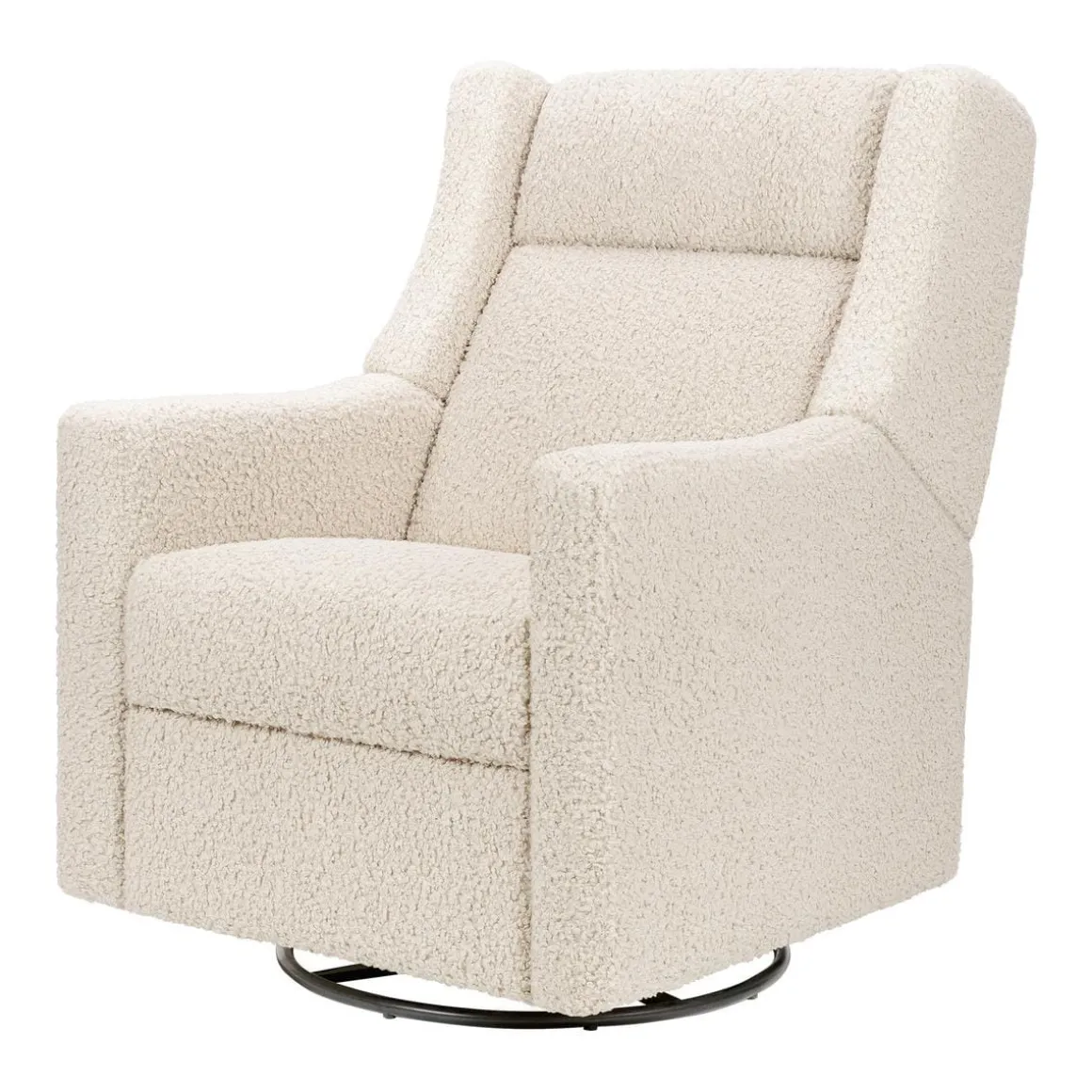 Babyletto Kiwi Deluxe Power Recliner and Swivel Glider with Heat and Massage - Almond Teddy Loop