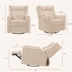 Babyletto Kiwi Deluxe Power Recliner and Swivel Glider with Heat and Massage - Chai Shearling