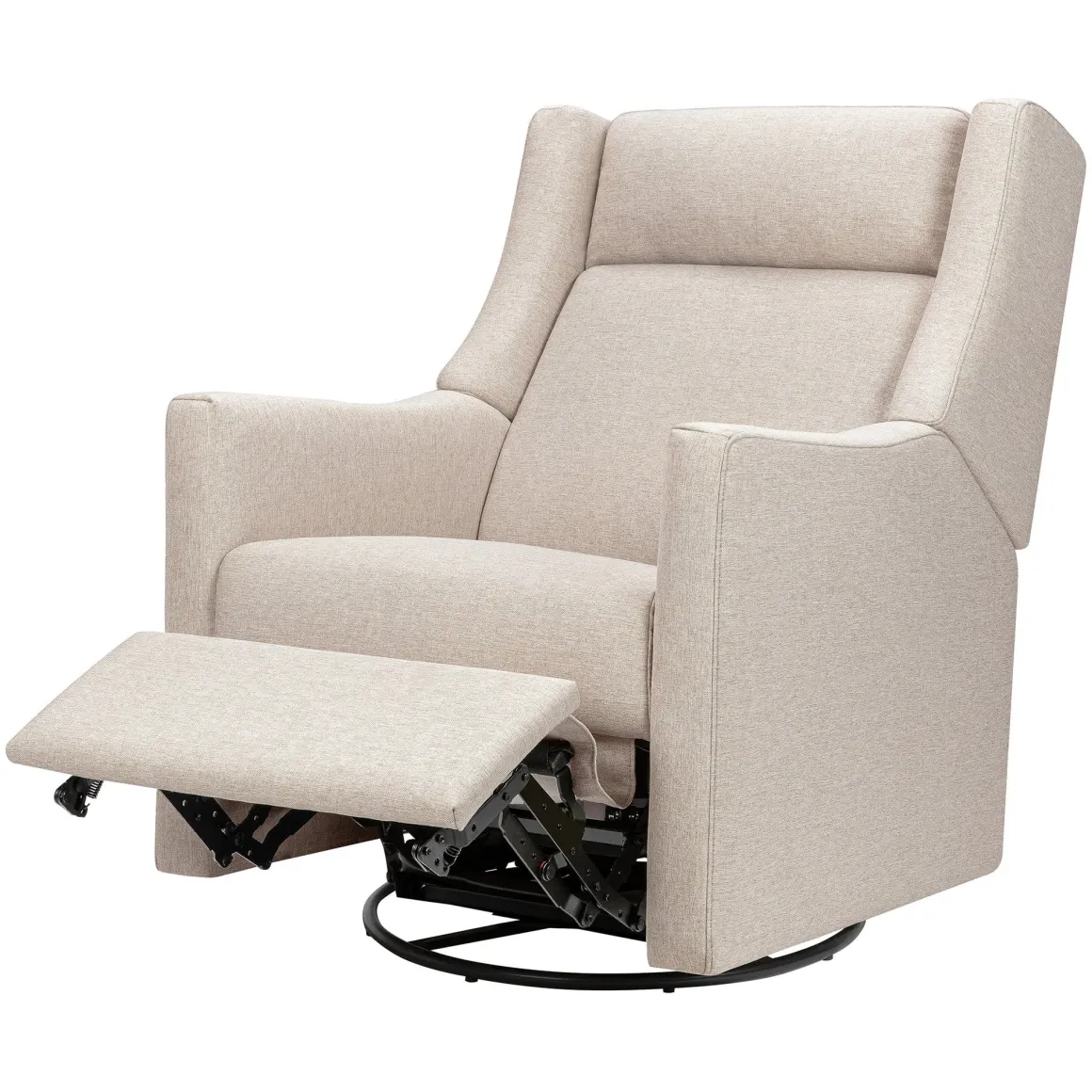 Babyletto Kiwi Deluxe Power Recliner and Swivel Glider with Heat and Massage - Performance Beach Eco-Weave