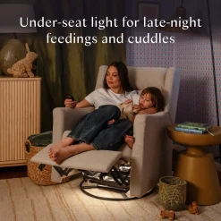 Babyletto Kiwi Deluxe Power Recliner and Swivel Glider with Heat and Massage - Performance Beach Eco-Weave