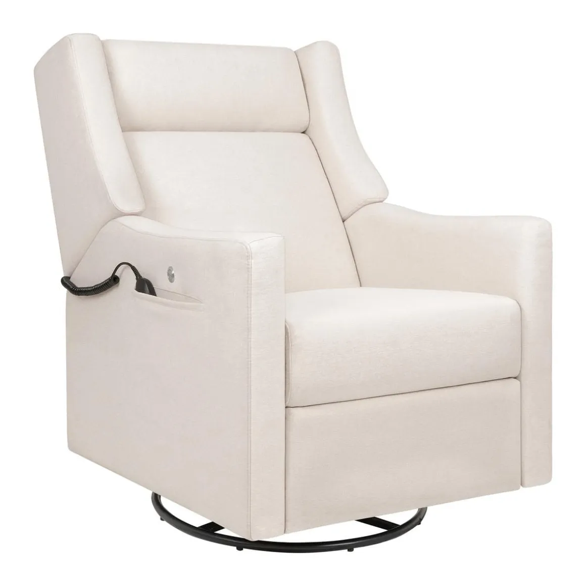 Babyletto Kiwi Deluxe Power Recliner and Swivel Glider with Heat and Massage - Performance Cream Eco-Weave
