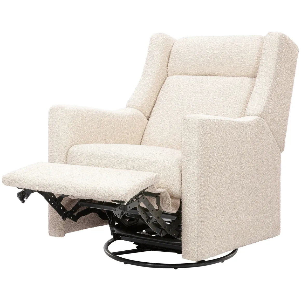 Babyletto Kiwi Deluxe Power Recliner and Swivel Glider with Heat and Massage - Performance Ivory Boucle