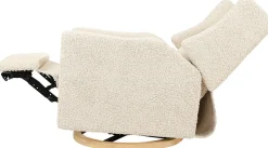 Babyletto Kiwi Electronic Glider Recliner w/ USB - Almond Teddy Loop w/Light Wood Base