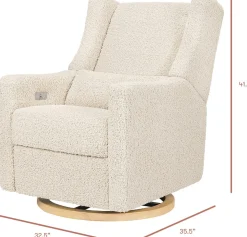 Babyletto Kiwi Electronic Glider Recliner w/ USB - Almond Teddy Loop w/Light Wood Base