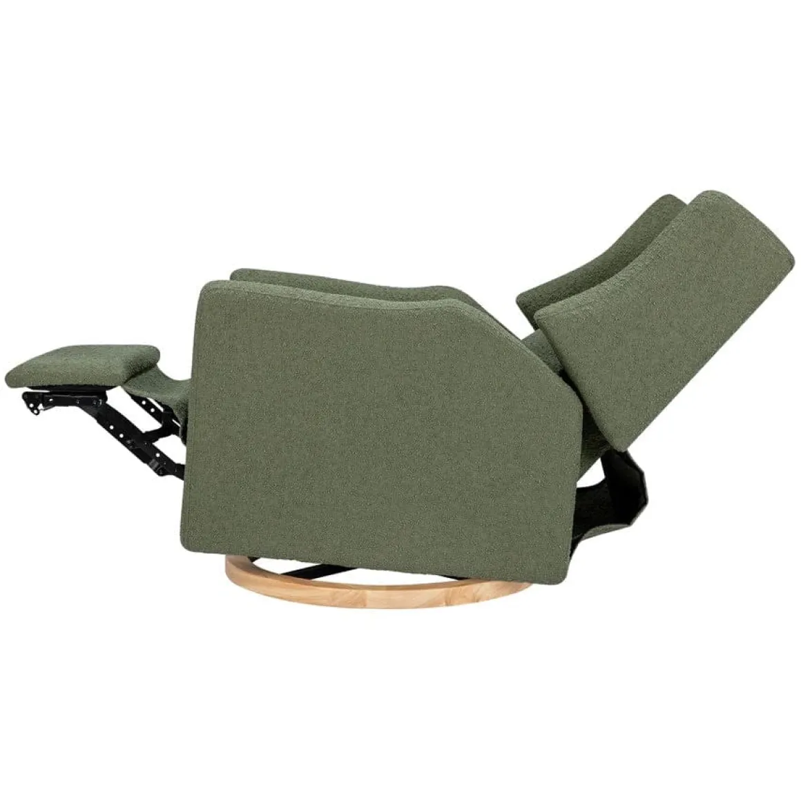 Babyletto Kiwi Electronic Glider Recliner w/ USB - Olive Boucle w/ Light Wood Base