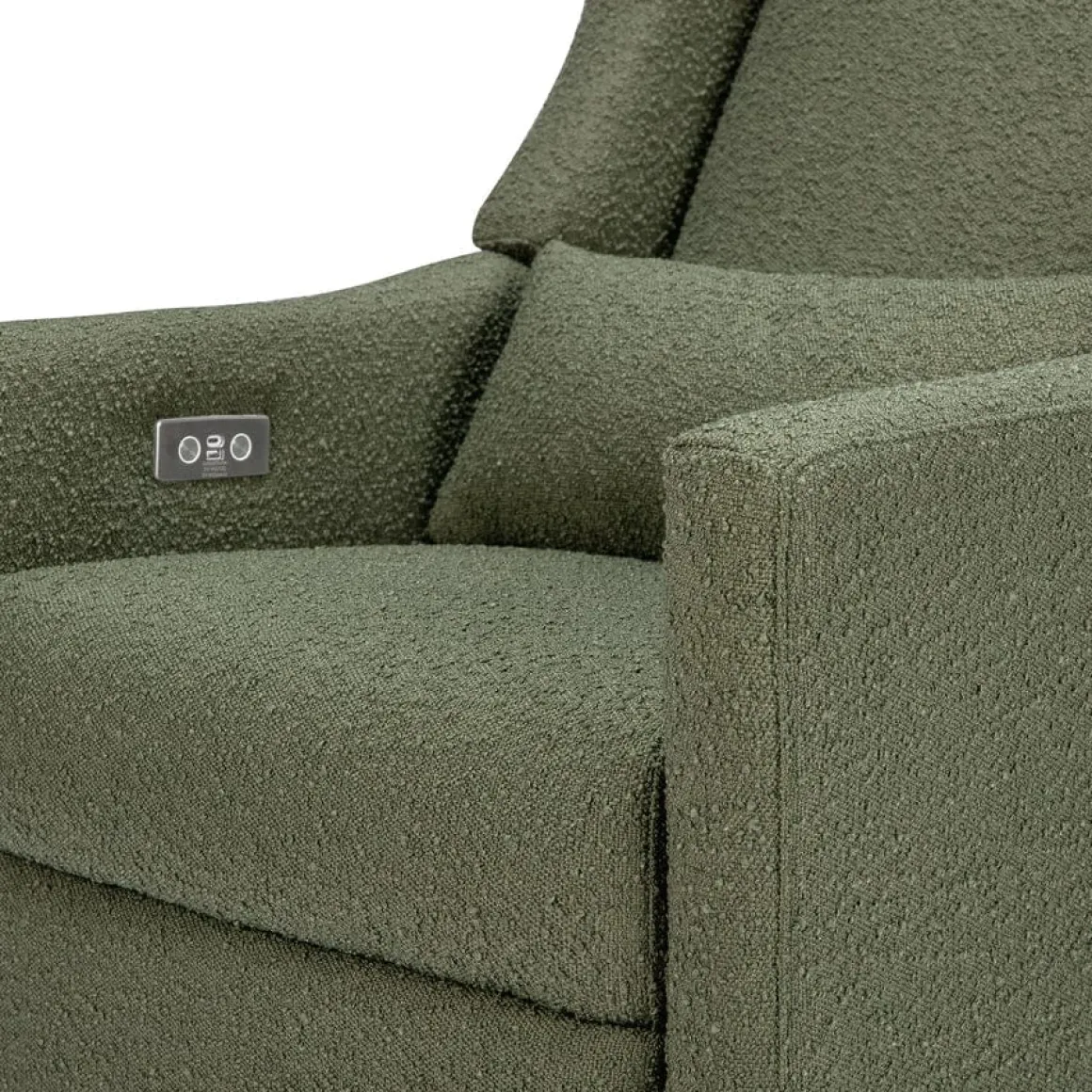 Babyletto Kiwi Electronic Glider Recliner w/ USB - Olive Boucle w/ Light Wood Base