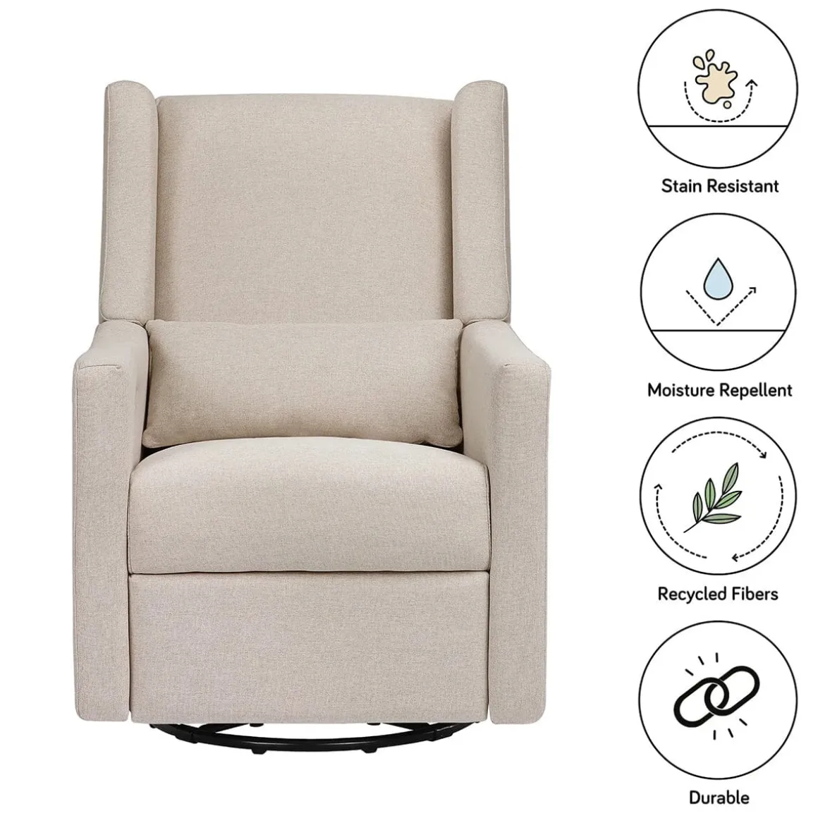 Babyletto Kiwi Electronic Glider Recliner w/ USB - Performance Beach Eco-Weave