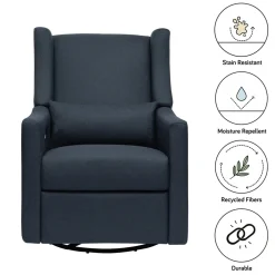 Babyletto Kiwi Electronic Glider Recliner w/ USB - Performance Navy Eco-Twill