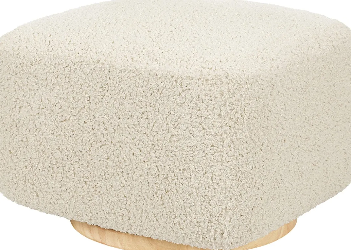 Babyletto Kiwi Gliding Ottoman - Almond Teddy Loop w/ Light Wood Base