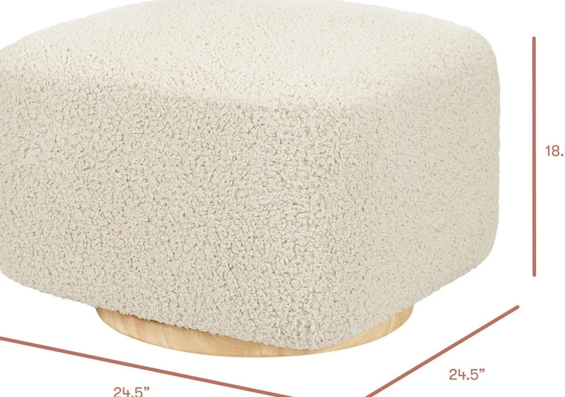 Babyletto Kiwi Gliding Ottoman - Almond Teddy Loop w/ Light Wood Base