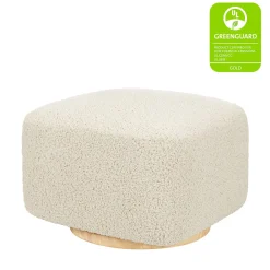 Babyletto Kiwi Gliding Ottoman - Almond Teddy Loop w/ Light Wood Base