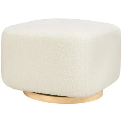 Babyletto Kiwi Gliding Ottoman - Cream Shearling with Light Wood Base