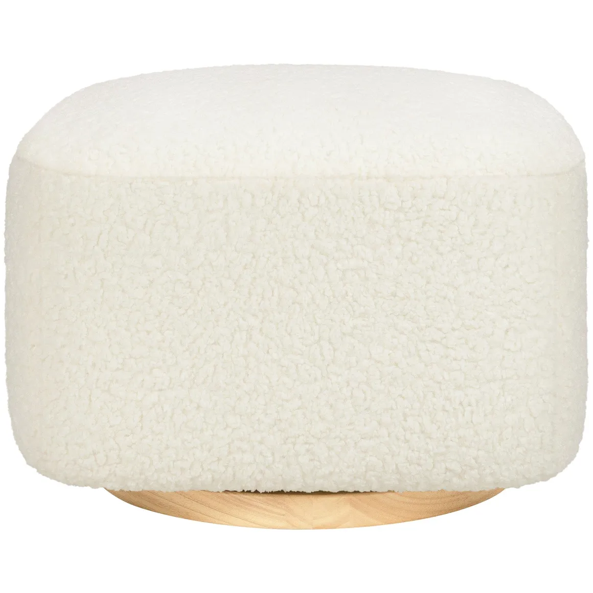 Babyletto Kiwi Gliding Ottoman - Cream Shearling with Light Wood Base
