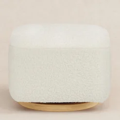 Babyletto Kiwi Gliding Ottoman - Cream Shearling with Light Wood Base