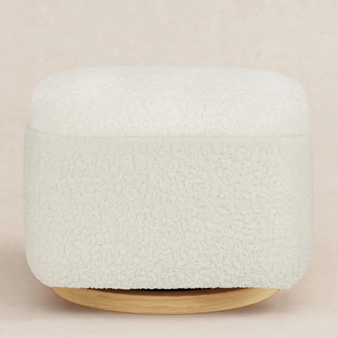 Babyletto Kiwi Gliding Ottoman - Cream Shearling with Light Wood Base