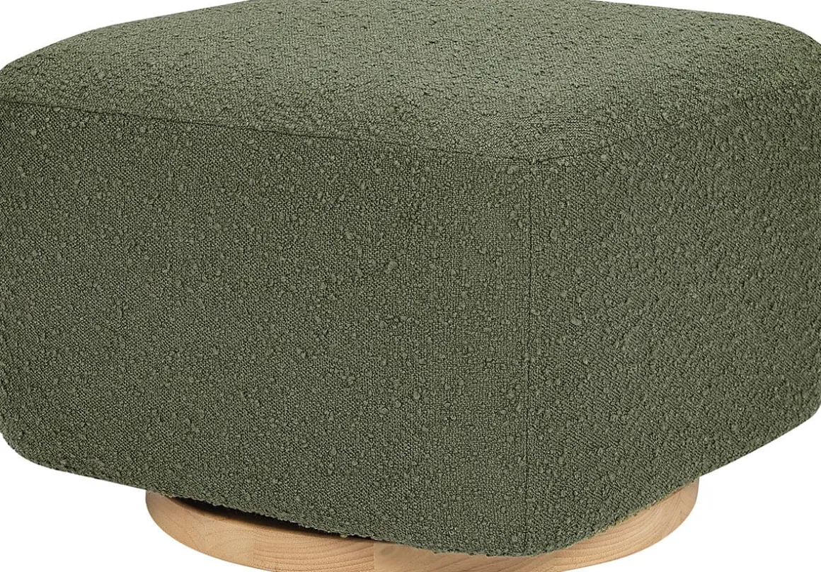 Babyletto Kiwi Gliding Ottoman - Olive Boucle w/ Light Wood Base