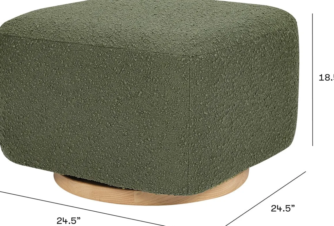 Babyletto Kiwi Gliding Ottoman - Olive Boucle w/ Light Wood Base