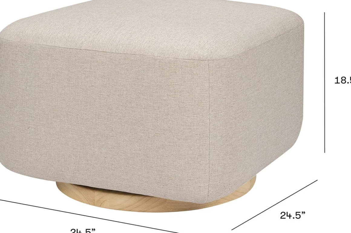 Babyletto Kiwi Gliding Ottoman - Performance Beach Eco-Weave w/ Light Wood Base