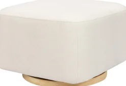 Babyletto Kiwi Gliding Ottoman - Performance Cream Eco-Weave w/ Light Wood Base