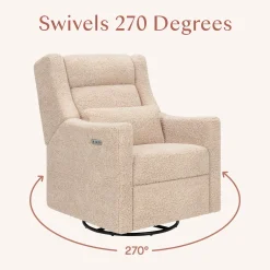 Babyletto Kiwi Plus Electric Recliner Swivel Glider w/ Adjustable Headrest + USB Port - Chai Shearling