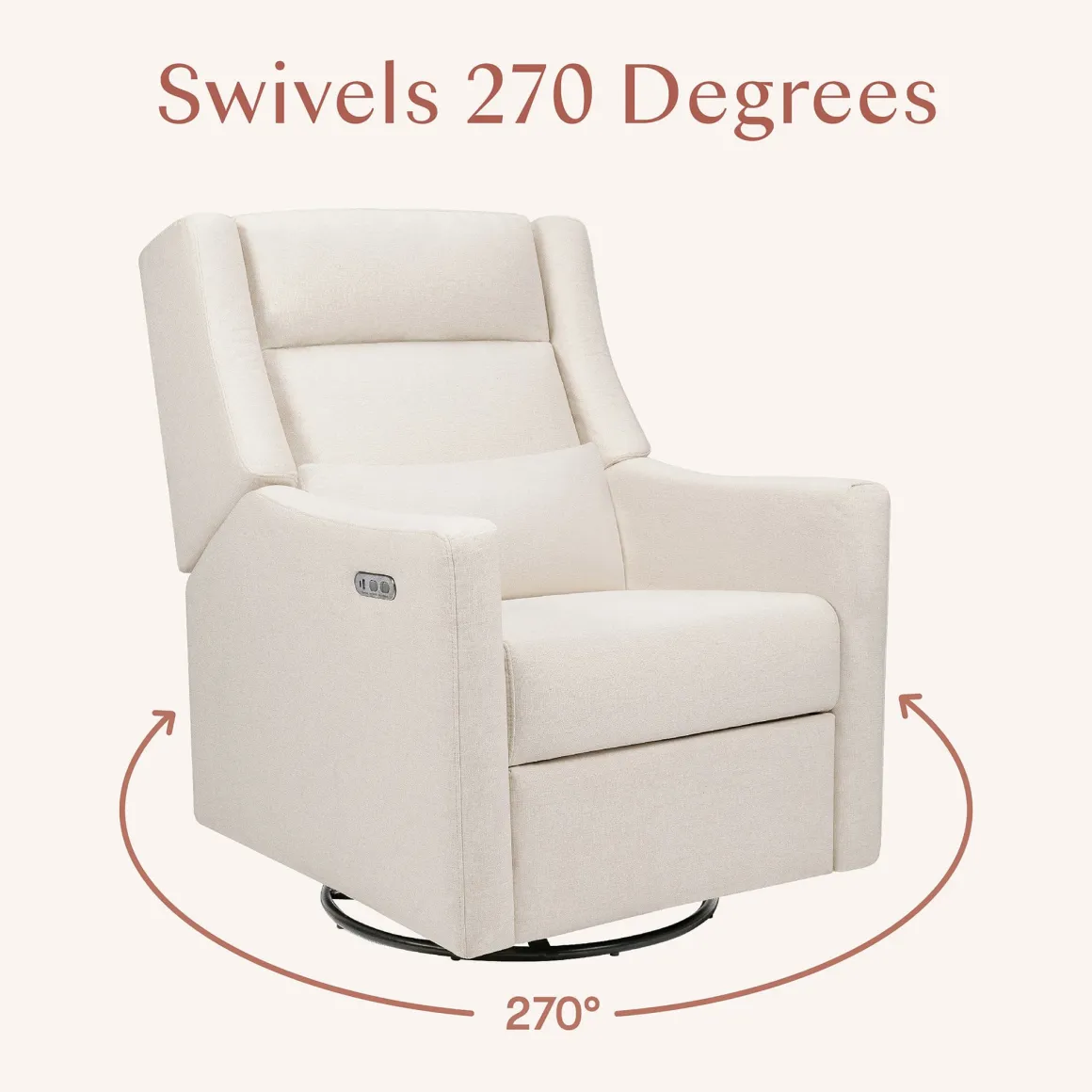 Babyletto Kiwi Plus Electric Recliner Swivel Glider w/ Adjustable Headrest + USB Port - Performance Cream Eco-Weave