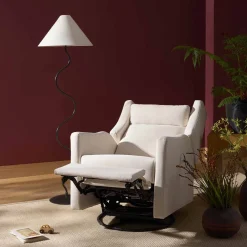 Babyletto Kiwi Plus Electric Recliner Swivel Glider w/ Adjustable Headrest + USB Port - Performance Cream Eco-Weave