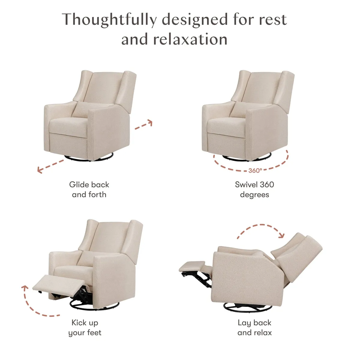 Babyletto Kiwi Recliner and Swivel Glider - Performance Beach Eco-Weave
