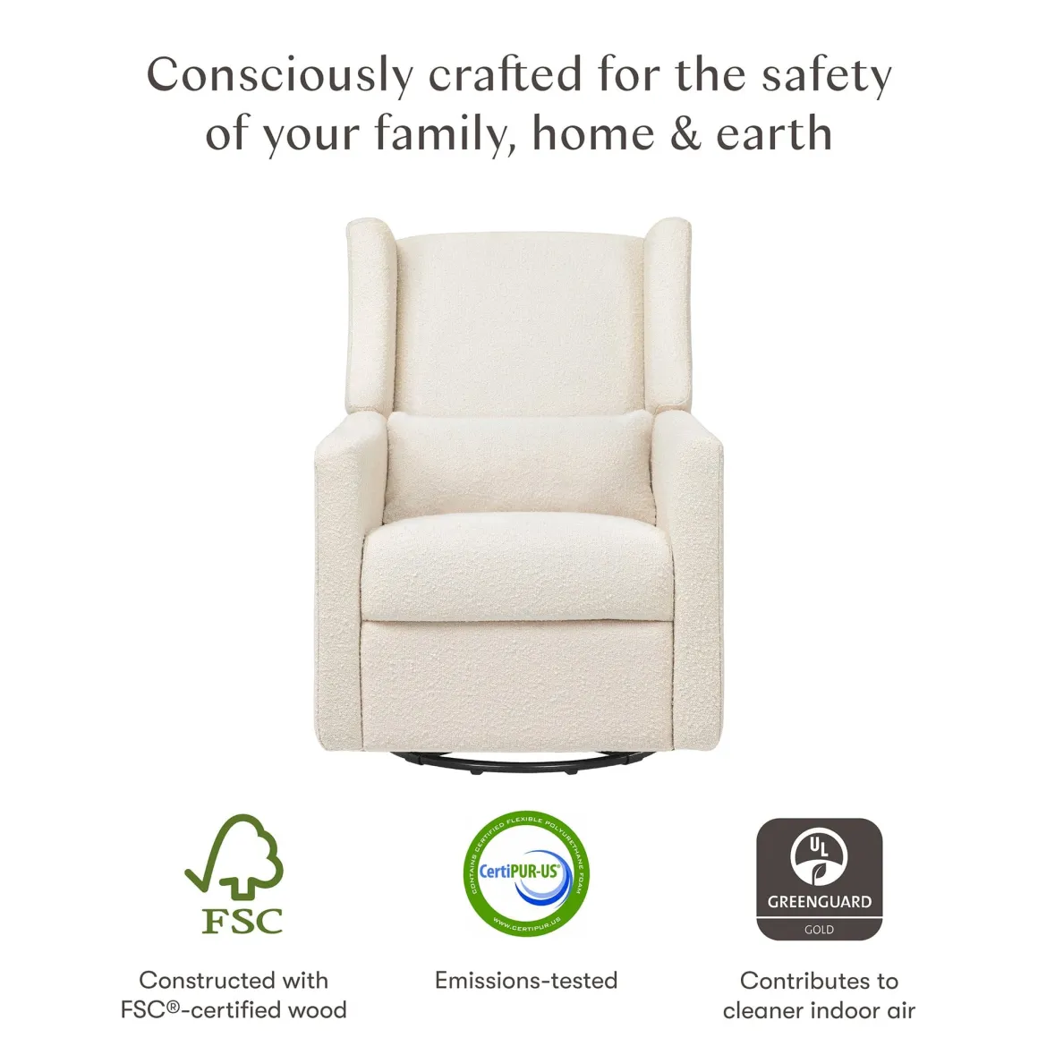 Babyletto Kiwi Recliner and Swivel Glider - Performance Ivory Boucle