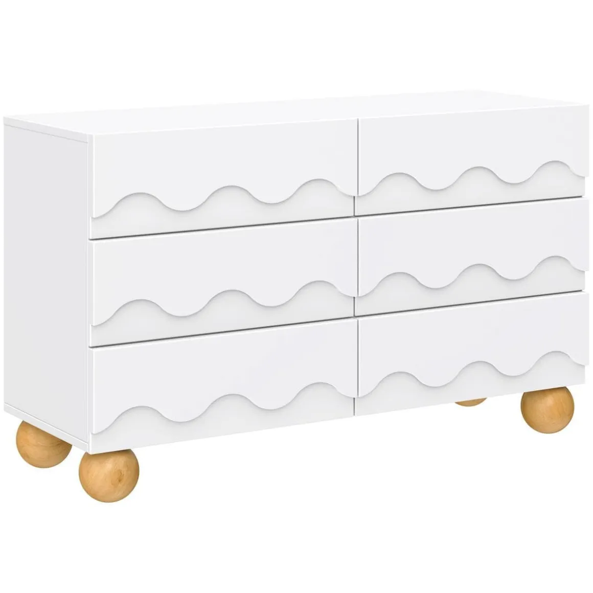 Babyletto Lido Wave 6-Drawer Assembled Dresser - White / Honey