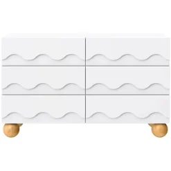 Babyletto Lido Wave 6-Drawer Assembled Dresser - White / Honey