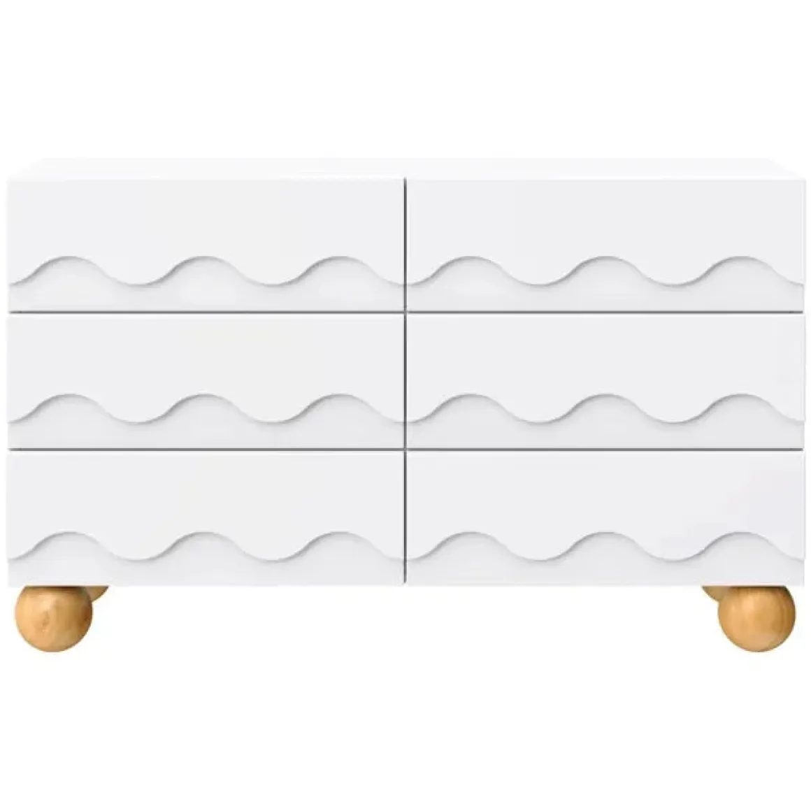 Babyletto Lido Wave 6-Drawer Assembled Dresser - White / Honey