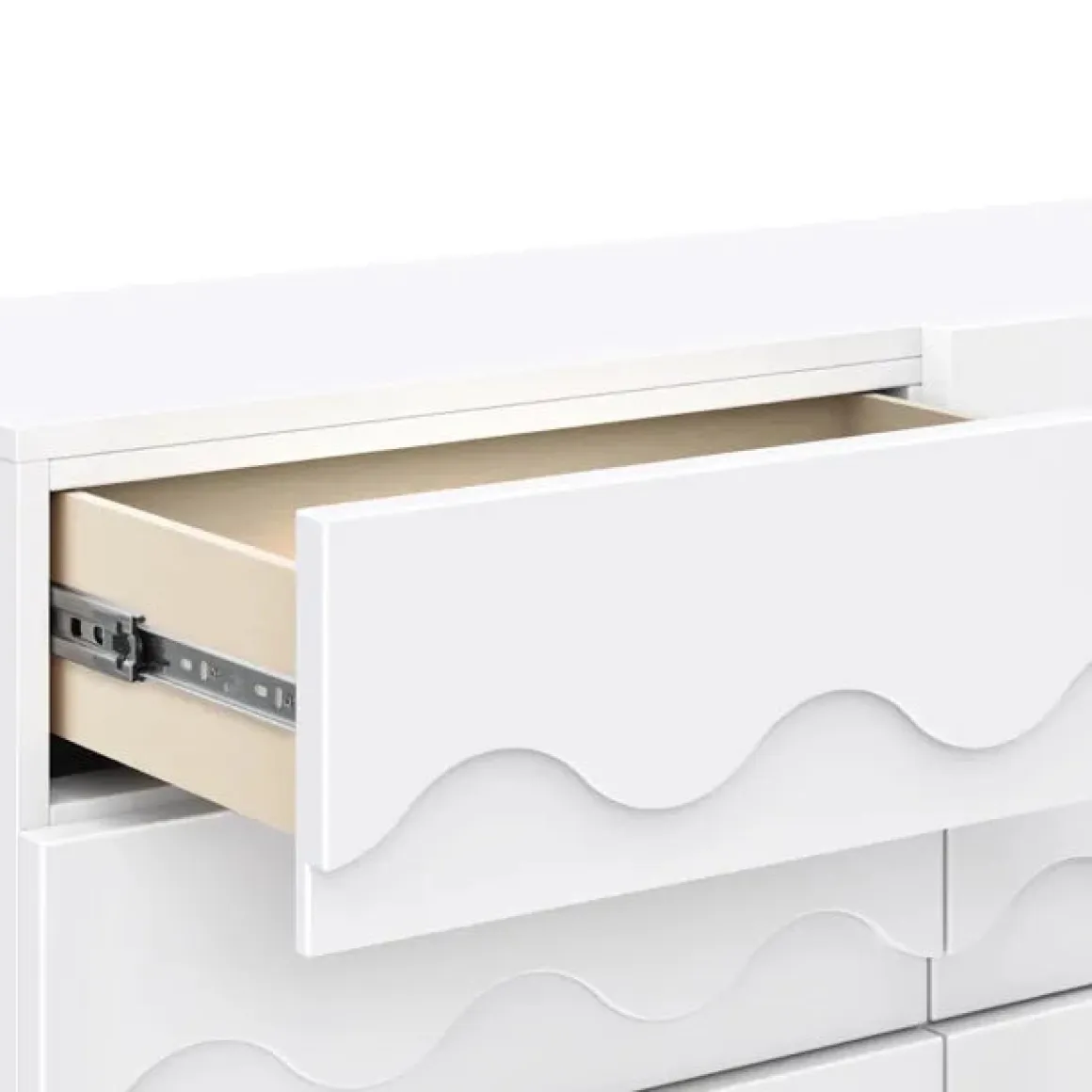 Babyletto Lido Wave 6-Drawer Assembled Dresser - White / Honey