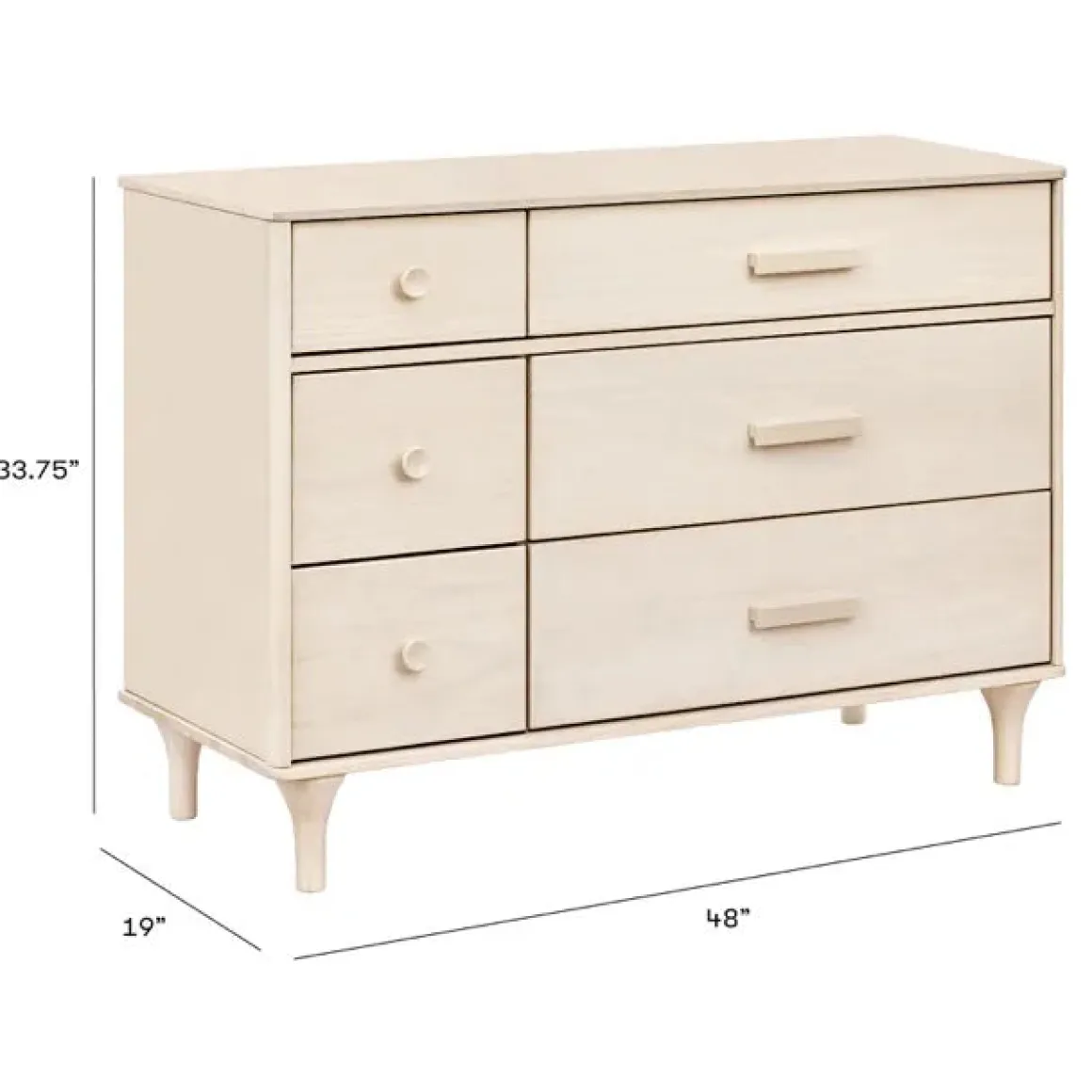 Babyletto Lolly 6-Drawer Assembled Double Dresser - Washed Natural