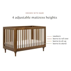 Babyletto Lolly 3-In-1 Convertible Crib with Toddler Bed Conversion Kit - Natural Walnut