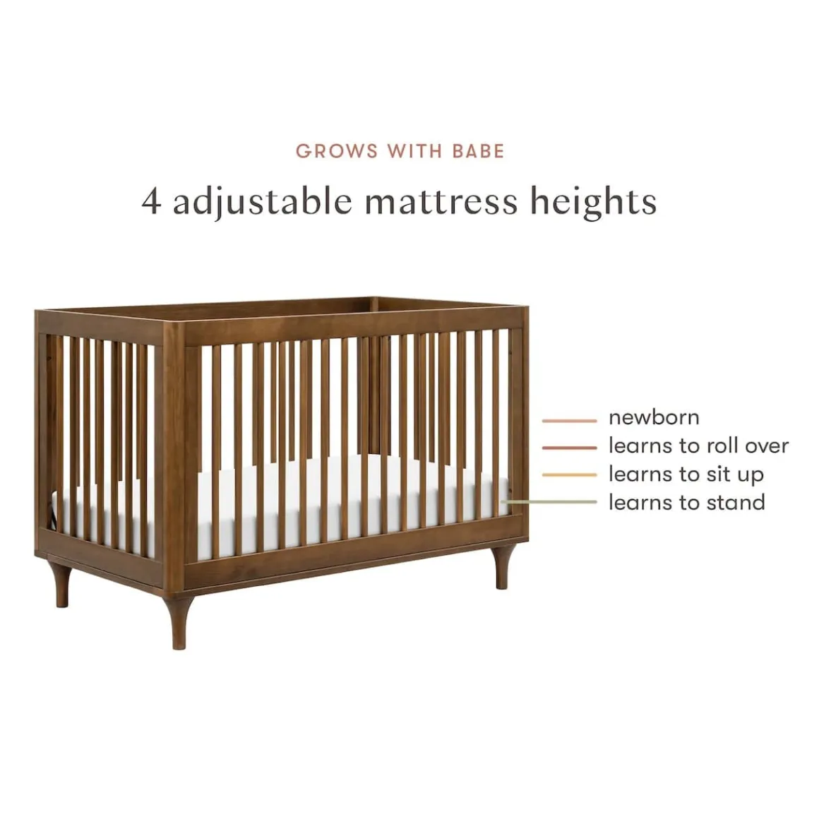 Babyletto Lolly 3-In-1 Convertible Crib with Toddler Bed Conversion Kit - Natural Walnut