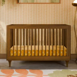 Babyletto Lolly 3-In-1 Convertible Crib with Toddler Bed Conversion Kit - Natural Walnut